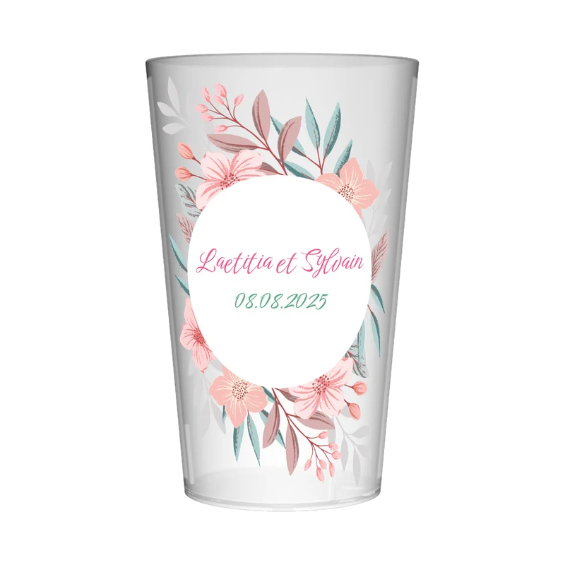 Gobelet personnalisé Mariage Pink Flower
