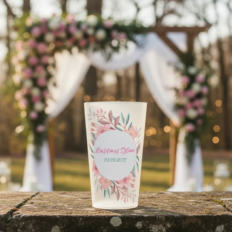Gobelet personnalisé Mariage Pink Flower