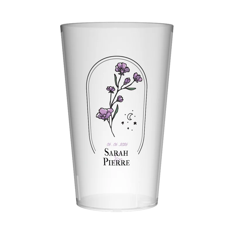 Gobelet personnalisé Mariage Fleurs Violettes