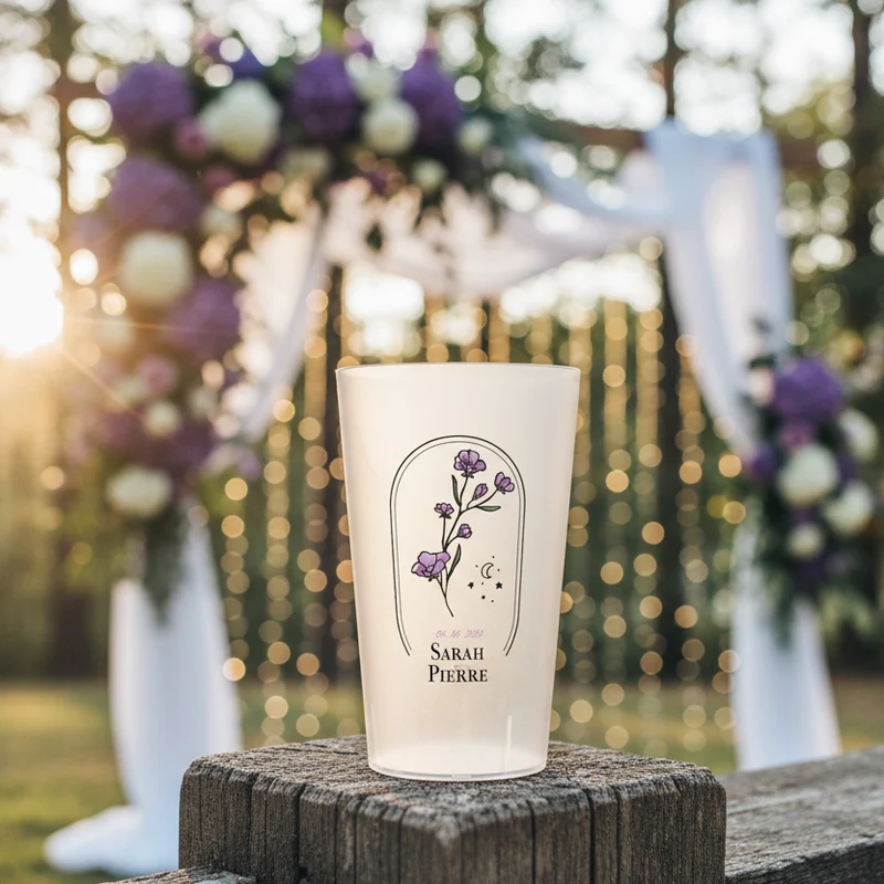 Gobelet personnalisé Mariage Fleurs Violettes