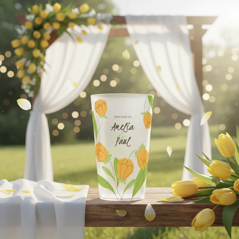 Gobelet personnalisé Mariage Tulipes