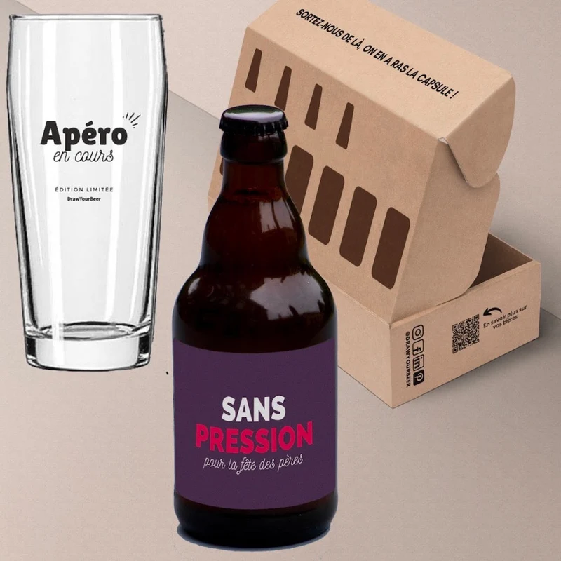 Coffret verre et bières de fête des pères
