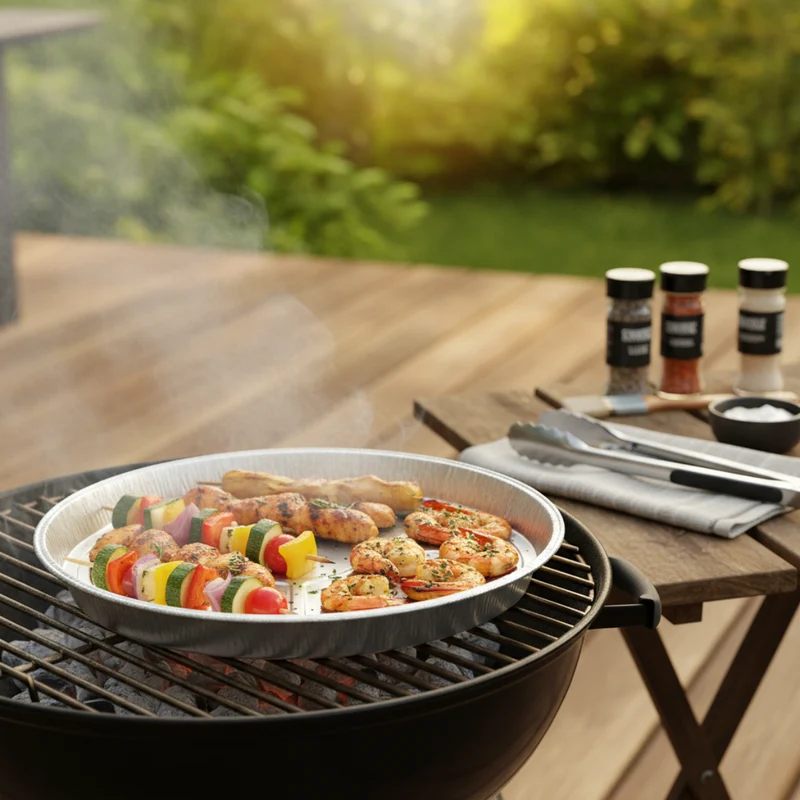 Plateaux de cuisson en aluminium Cookinglife Grill BBQ / Plateau de cuisson pour barbecue ø 33 cm - 15 pièces