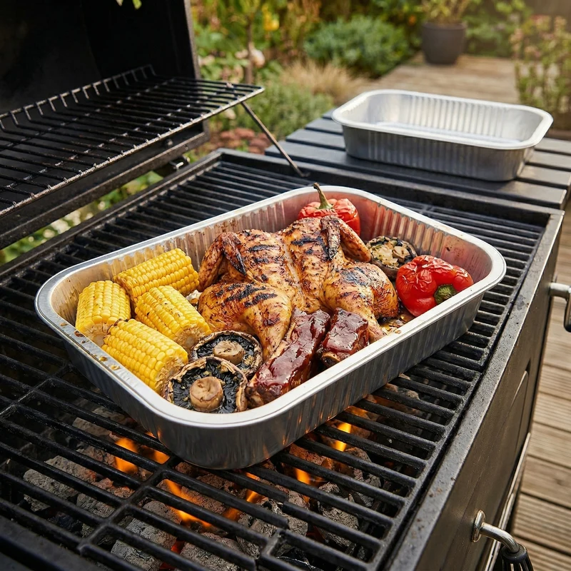 Plateaux de cuisson en aluminium Cookinglife Grill BBQ / Plateau de cuisson pour barbecue - 22 x 26 cm - 15 pièces