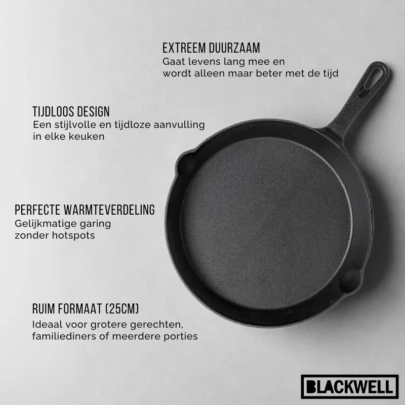 Ensemble de poêles en fonte Blackwell / Poêles de ø 16, 20 et 25 cm - sans revêtement antiadhésif