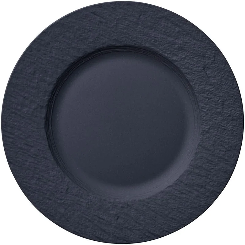 Service de vaisselle Villeroy & Boch Manufacture Rock - Noir - 12 pièces / 4 personnes - 4 Assiette plates, 4 assiettes à petit-déjeuner en 4 assiettes creuses