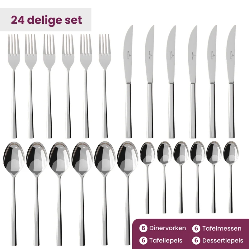 Ensemble de couverts Villeroy & Boch Piemont - 18/10 - 24 pièces