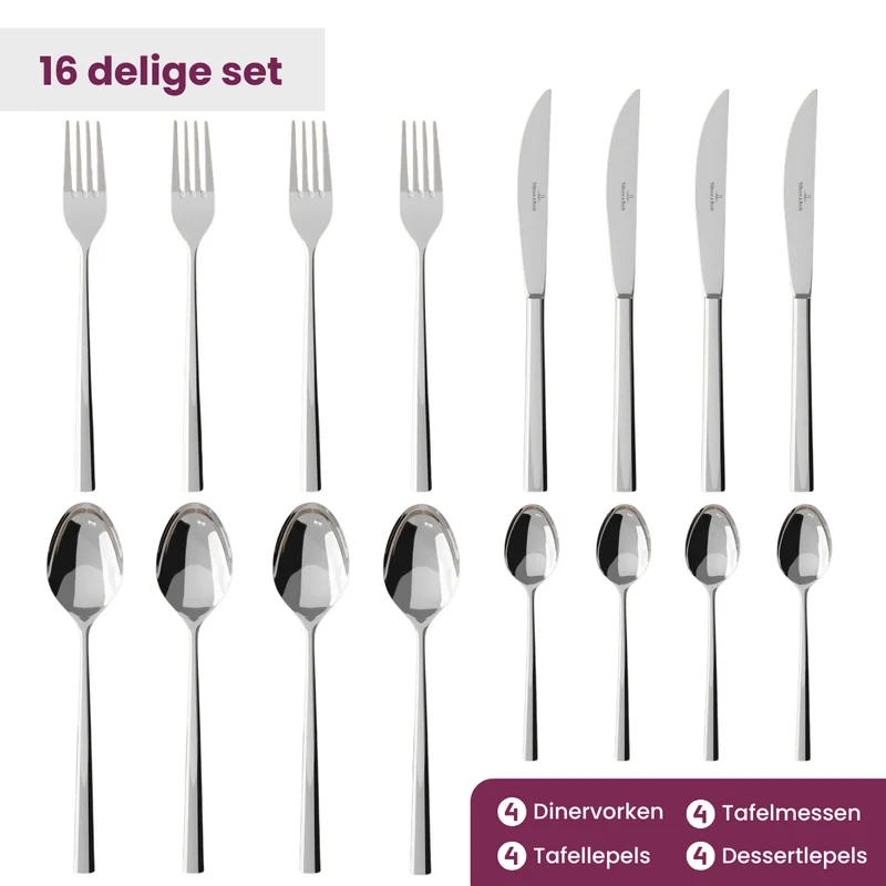 Ensemble de couverts Villeroy & Boch Piemont - 18/10 - 16 pièces