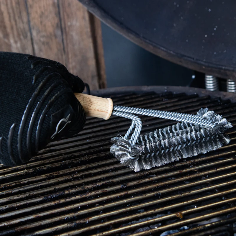 Brosse de nettoyage Grill Fanatics - 3 têtes - Barbecue - 42 cm - en inox