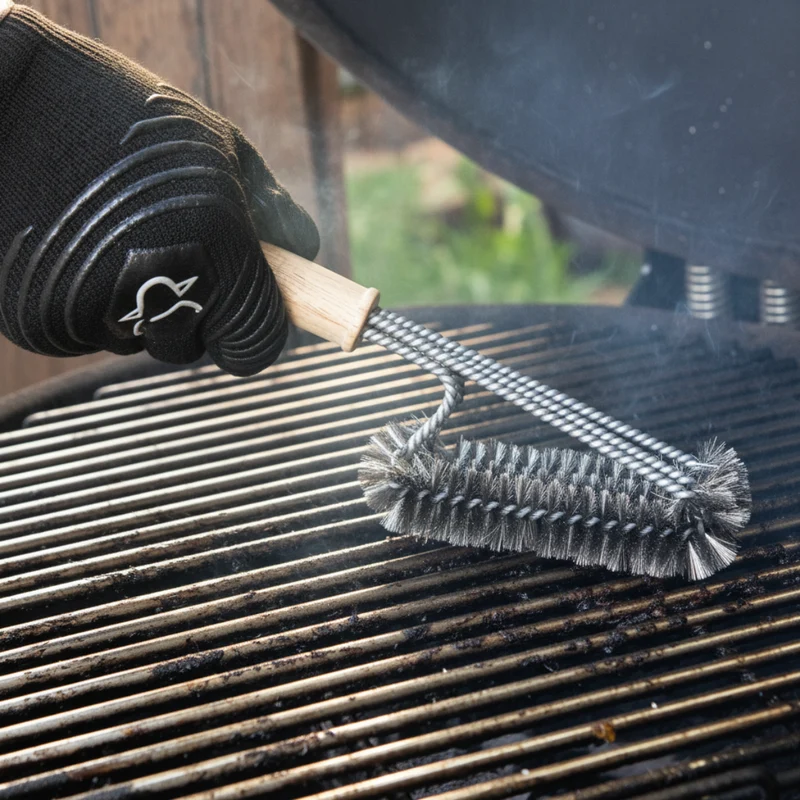 Brosse de nettoyage Grill Fanatics - 3 têtes - Barbecue - 42 cm - en inox