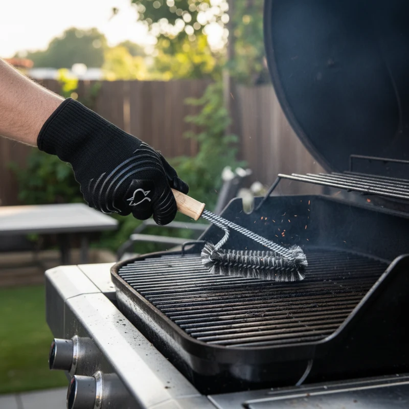 Brosse de nettoyage Grill Fanatics - 3 têtes - Barbecue - 42 cm - en inox