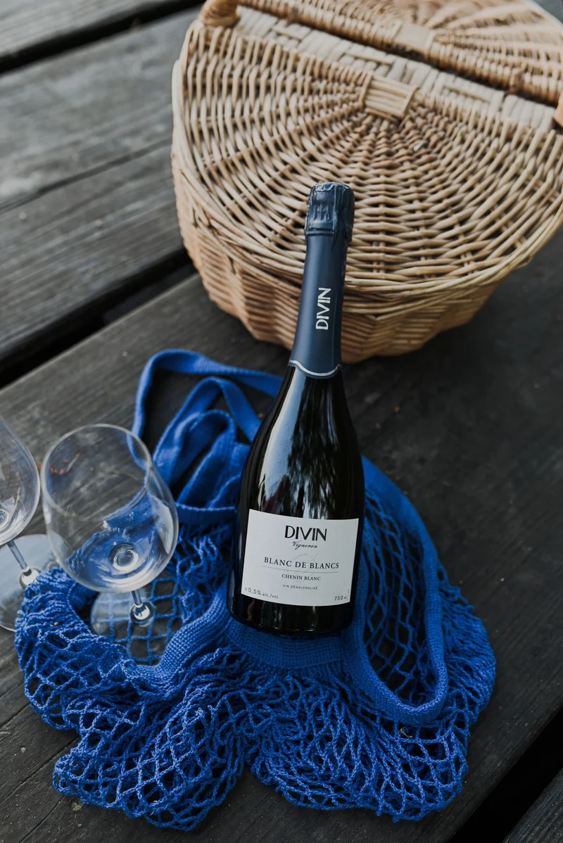 Vin effervescent Chenin blanc Divin Vigneron Blanc de blancs sans alcool 0,5%