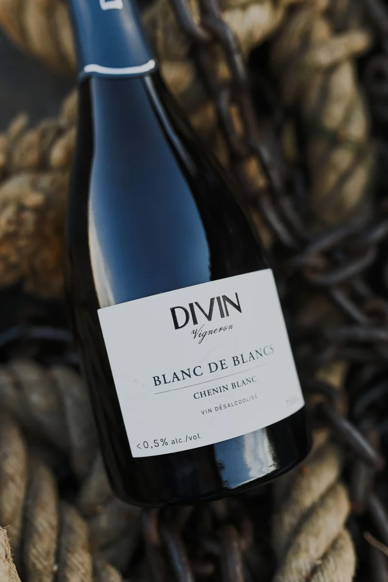 Vin effervescent Chenin blanc Divin Vigneron Blanc de blancs sans alcool 0,5%