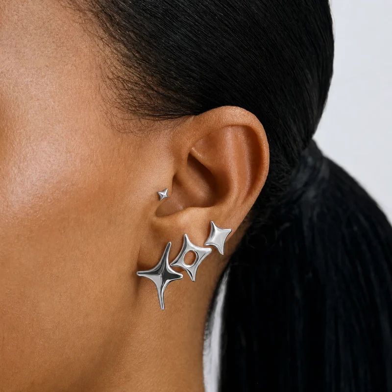 Puces Nébuleuse bijoux argentée (unité) - Leo