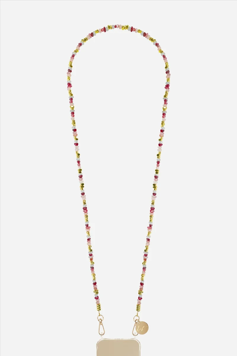Chaine téléphone - Liviya bordeau-rose 120 cm