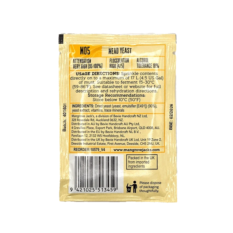 Mead M05 Mangrove Jack's - Levure Hydromel - 10g