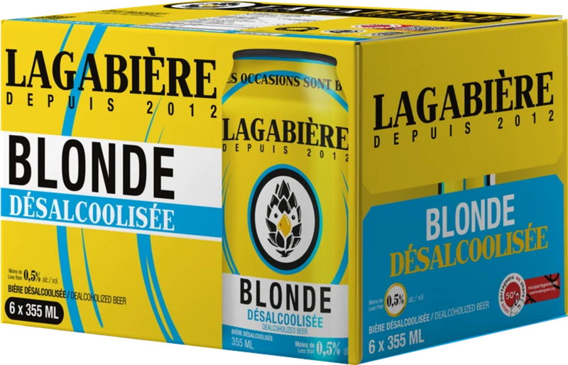 Blonde sans alcool en caisse de 6x 355mL