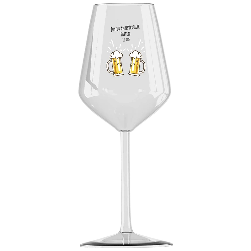Verre à vin cabernet en verre personnalisé - Anniversaire Bières
