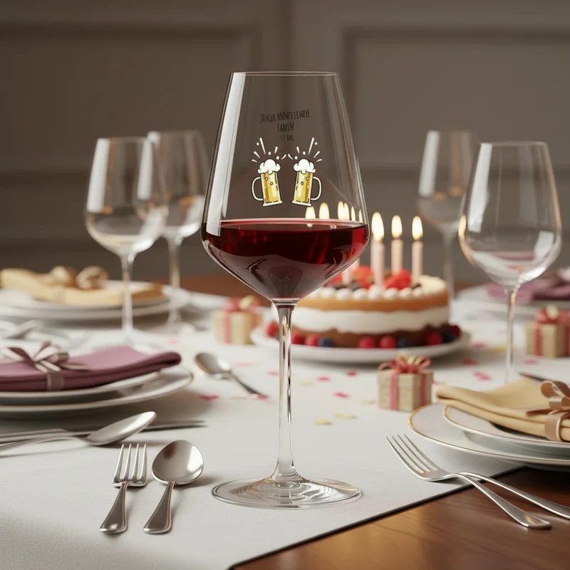 Verre à vin cabernet en verre personnalisé - Anniversaire Bières