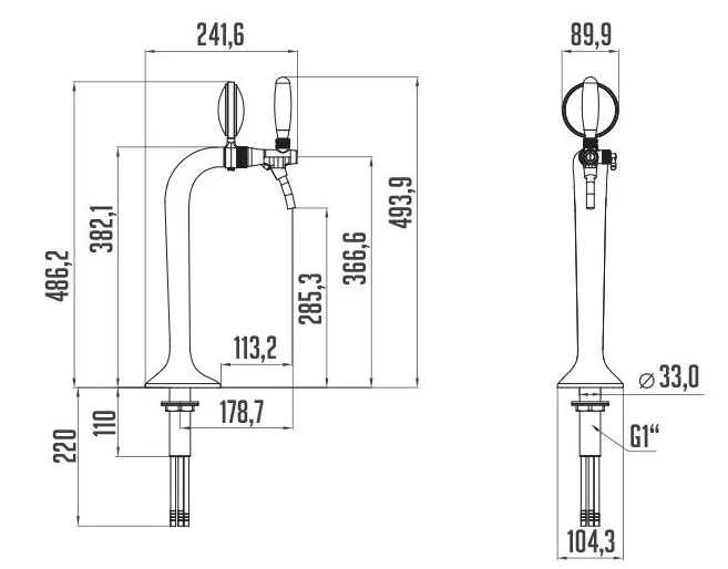 Schanksäule Giotto Bronze (1-4 leitig) | Edles Bar-Design