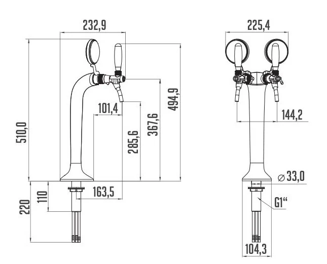 Schanksäule Giotto Bronze (1-4 leitig) | Edles Bar-Design
