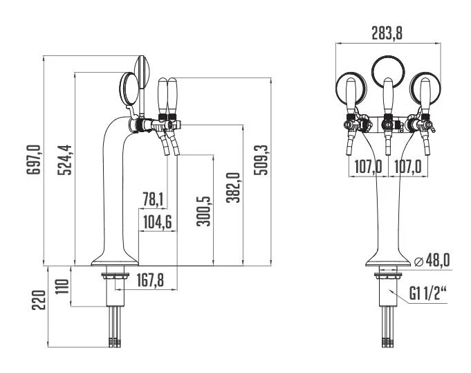 Schanksäule Giotto Bronze (1-4 leitig) | Edles Bar-Design