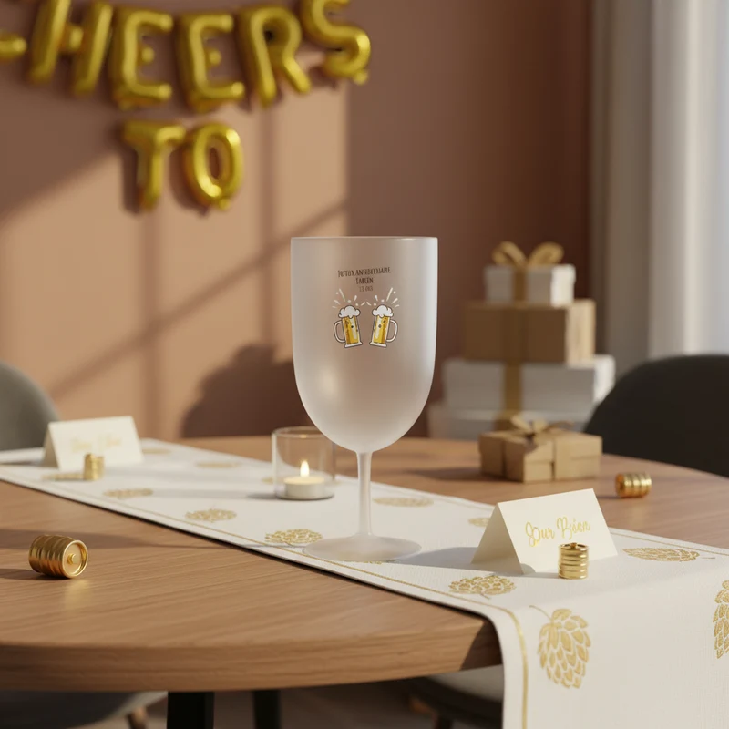 Verre à vin personnalisé en plastique - Anniversaire Bières