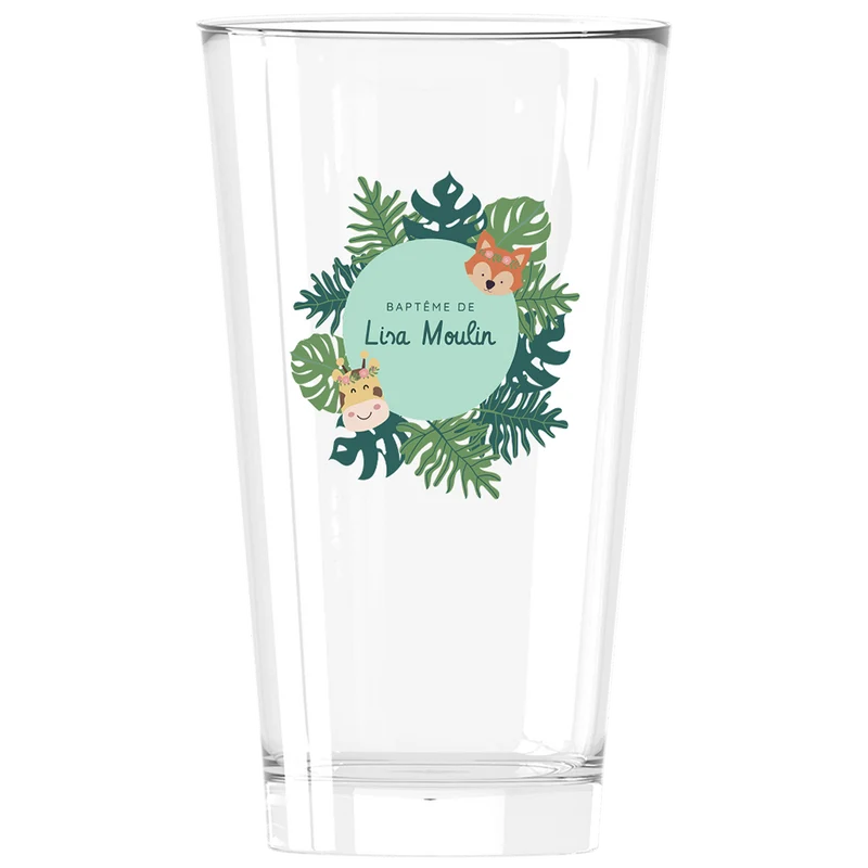 Verre à bière personnalisé Pinte en verre - Baptême Tropical