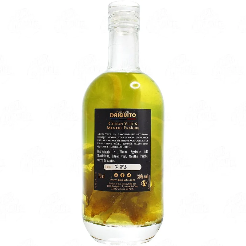 Rhum arrangé : Citron vert et Menthe Fraiche