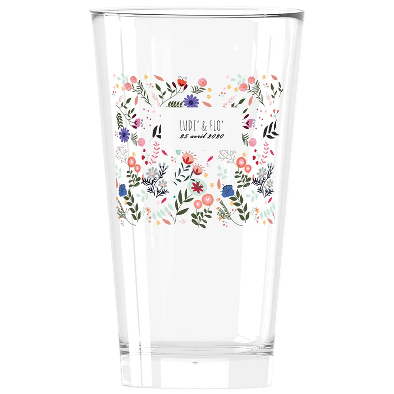 Verre à bière personnalisé Pinte en verre - Mariage Printemps