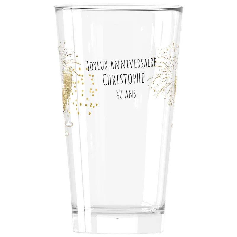 Verre à bière personnalisé Pinte en verre - Anniversaire Cheers