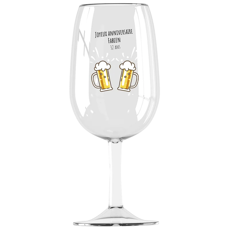 Verre à vin Syrah personnalisé incassable - Anniversaire Bières