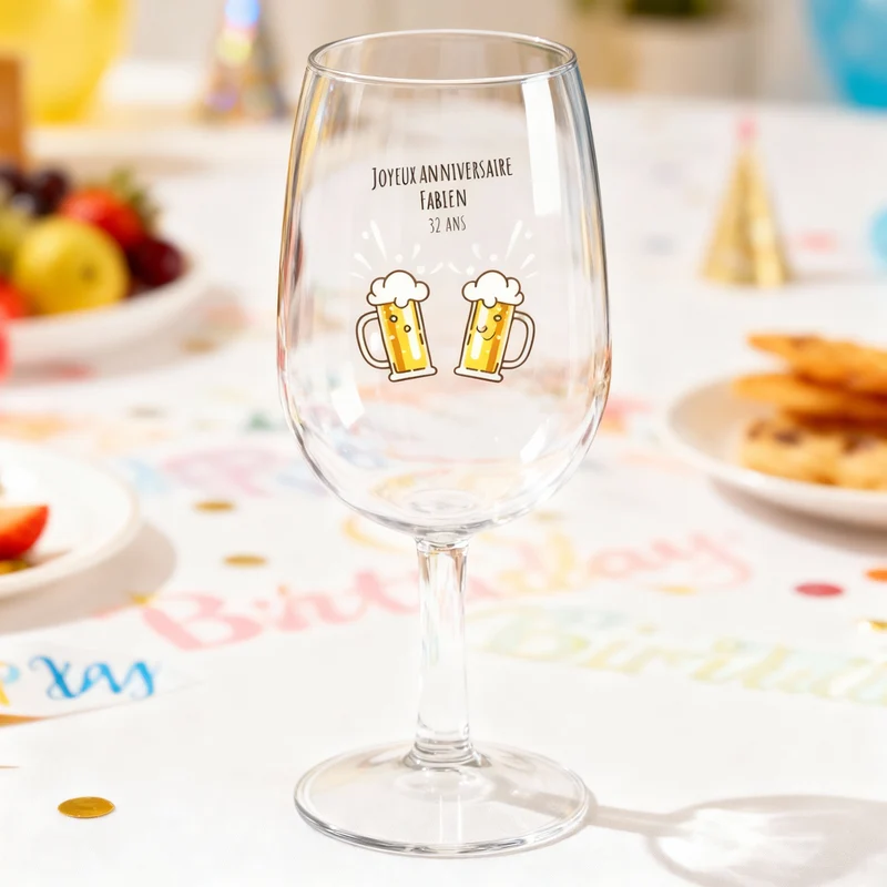 Verre à vin Syrah personnalisé incassable - Anniversaire Bières