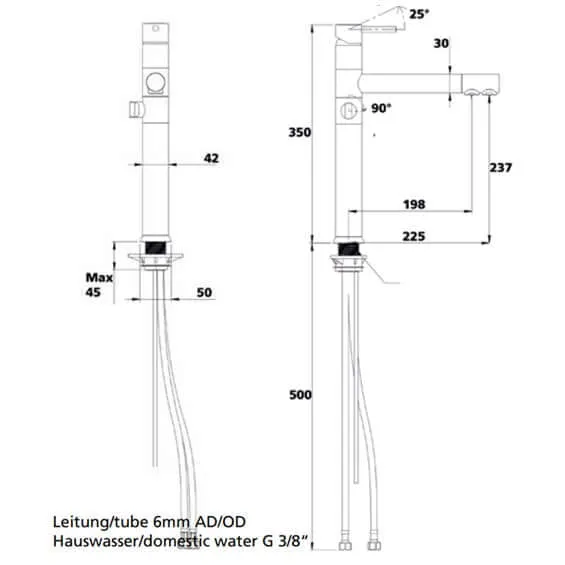 Soda-Armatur MISA Single | 3-Wege-Küchenmischbatterie