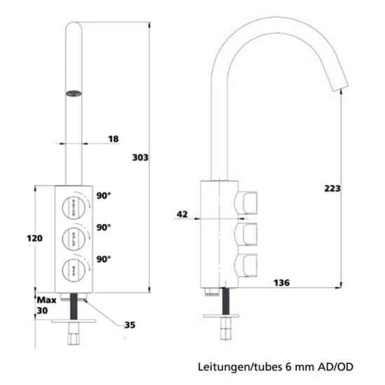 Sodawasserhahn MISA 4000-1 | 3-Wege-Armatur für Sprudel & Still