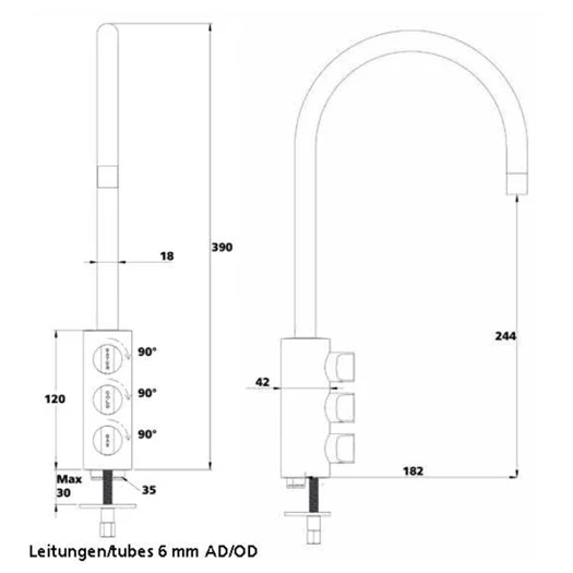 Sodawasserhahn MISA-4000, 3-leitig