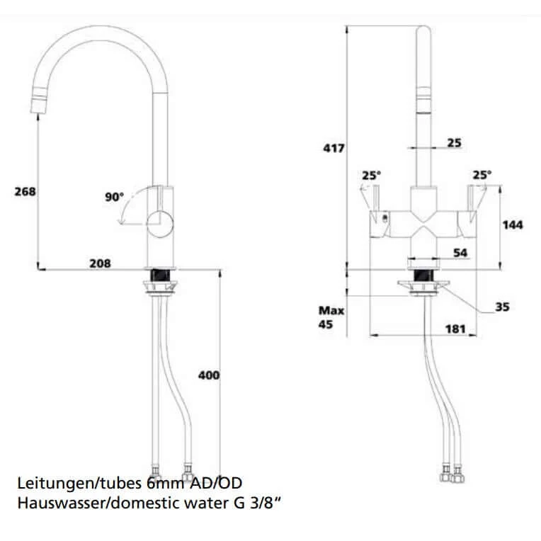Sodawasser-Armatur INOX 5-Wege | Edelstahl-Wasserhahn
