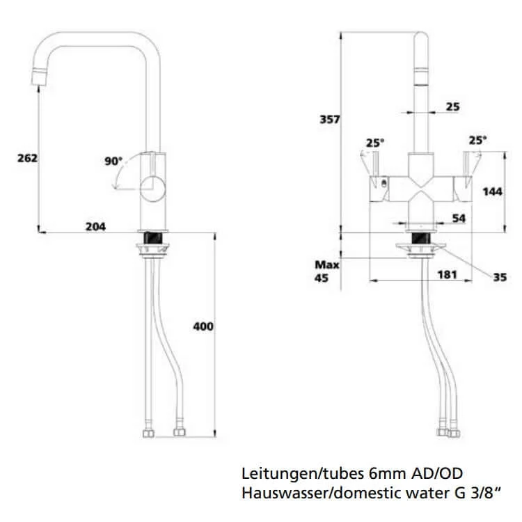 Sodawasserhahn INOX Long | 5-Wege-Edelstahl-Armatur