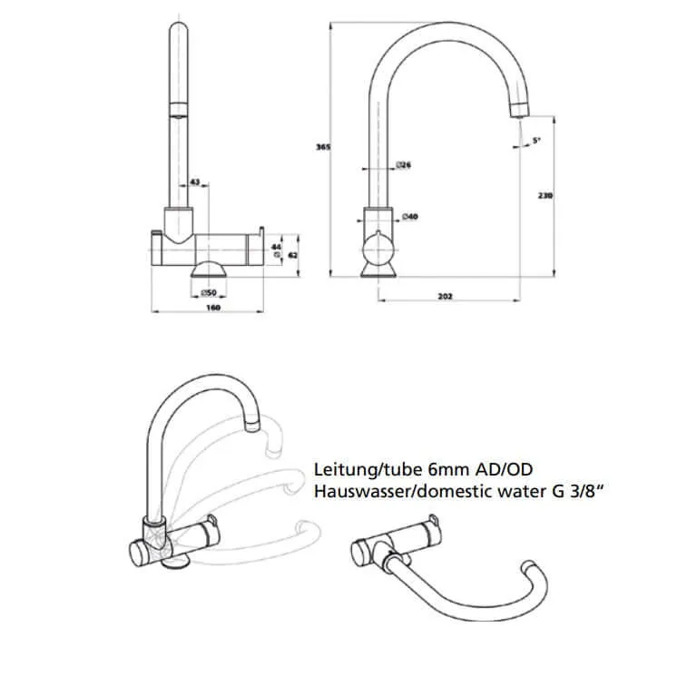 Sodawasserhahn "Flex": 3-in-1 Armatur für Kalt-, Warm- & Sodawasser