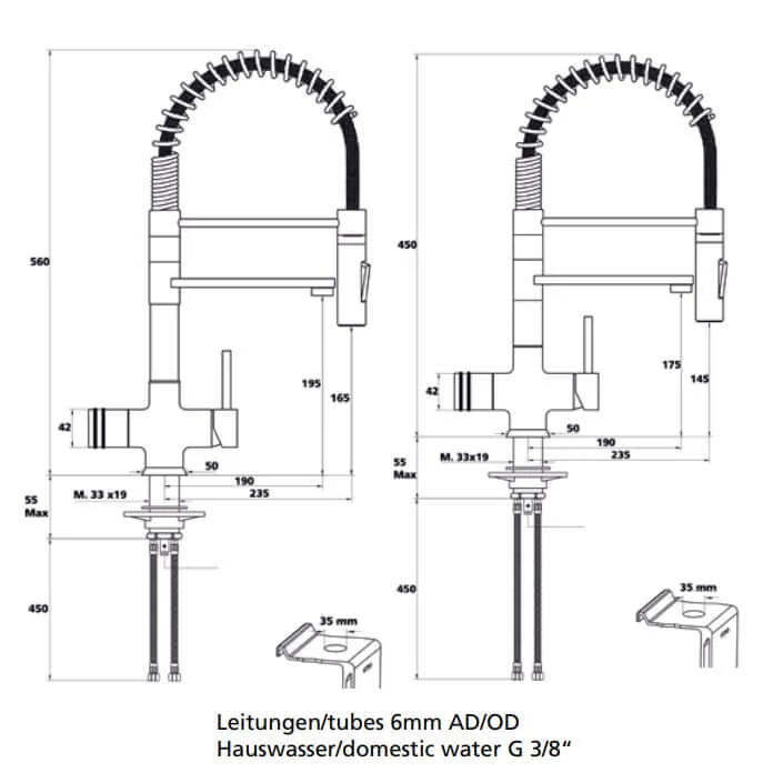 Soda Wasserhahn Mollone | 3-Wege-Armatur mit Brause