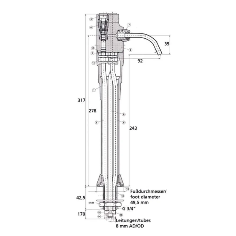 Wasserschanksäule Hydra – 3-Wege-Armatur für Sprudel & Kühlung