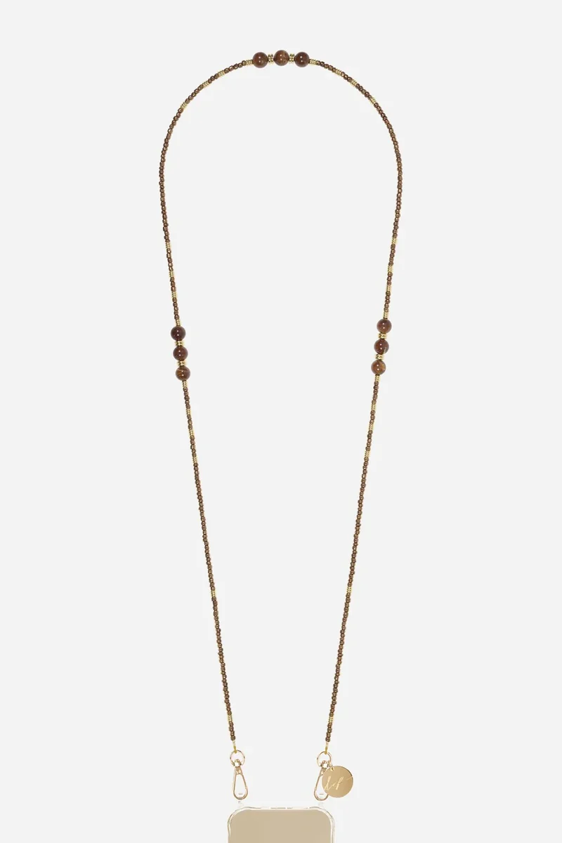 Chaine téléphone - Iris Perle Bronze 120 cm