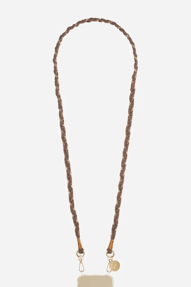 Chaine téléphone - Doha Marron & Doré 120 cm