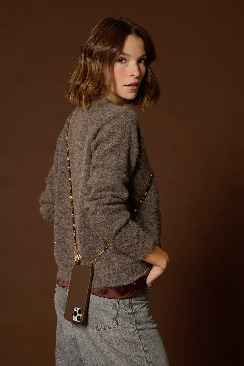 Chaine téléphone - Liviya marron 120 cm