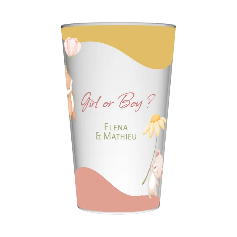 Gobelet personnalisé Gender Reveal Fleurs & Animaux