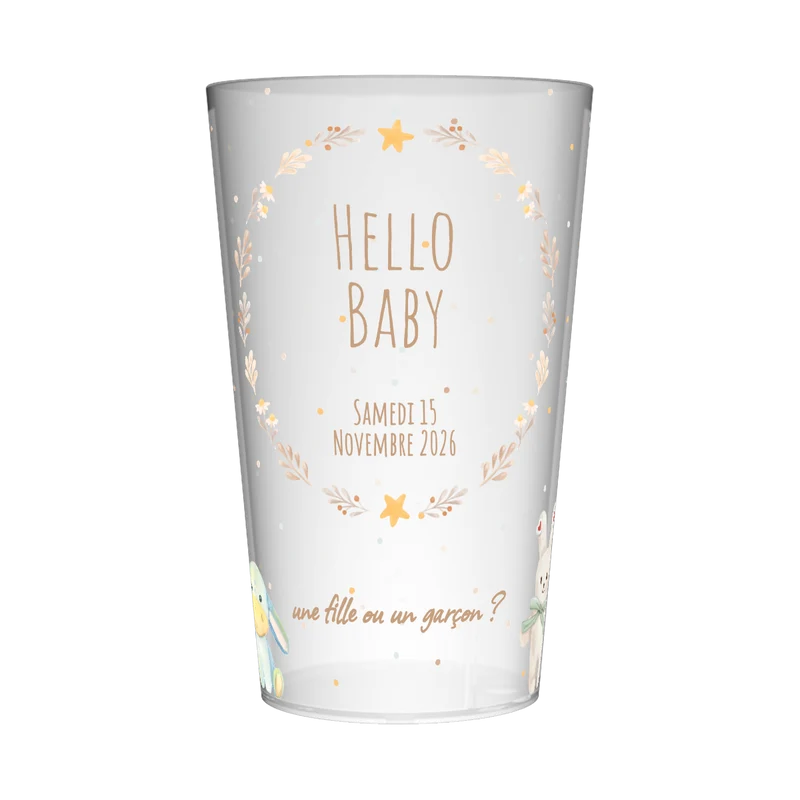 Gobelet personnalisé Gender Reveal Hello Baby