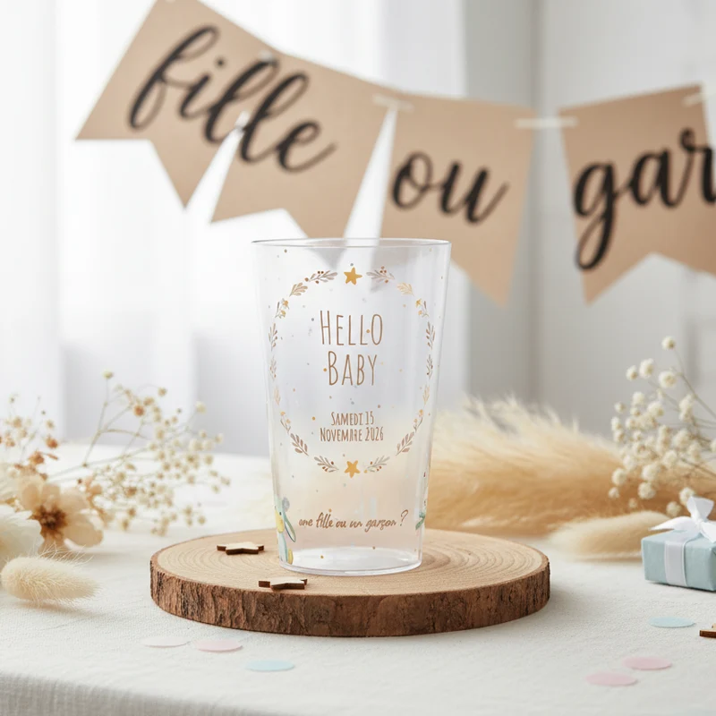 Gobelet personnalisé Gender Reveal Hello Baby