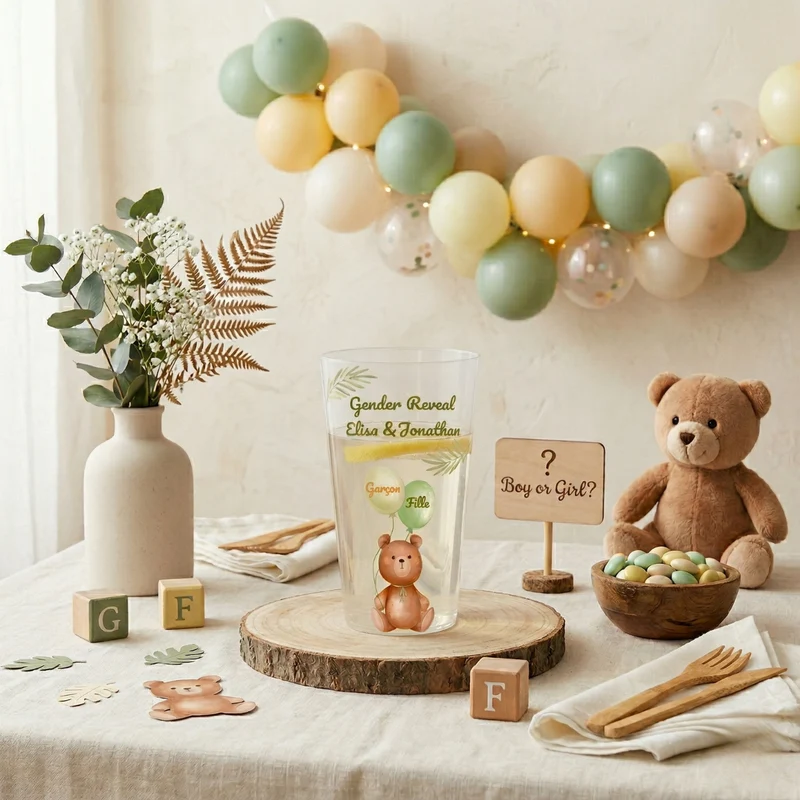 Gobelet personnalisé Gender Reveal Nounours