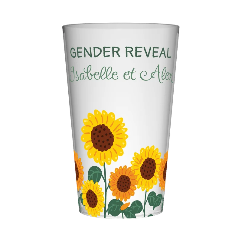 Gobelet personnalisé Gender Reveal Tournesol