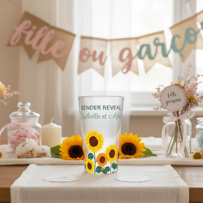 Gobelet personnalisé Gender Reveal Tournesol